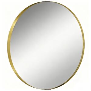 HOMCOM Round Wall Mirror 61 cm, Wall Mounted Bathroom Mirror with Tempered Safety Glass and Aluminium Alloy Frame, Gold Tone