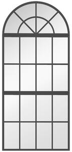 HOMCOM Large Arched Wall Mirror with Metal Grid, 3-Piece Split Window Mirrors, 120 x 54 cm, Black