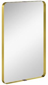 HOMCOM Rectangular Wall Mirror, 90 x 60 cm Wall Mounted Bathroom Mirror w/ Aluminium Alloy Frame and Tempered Glass, Gold Tone