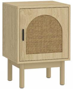 HOMCOM Rattan Bedside Table for Bedroom - Natural Wood