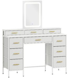 HOMCOM Multi-Storage Elegant Dressing Table, with LED Mirror - White