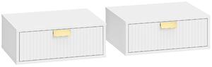 HOMCOM Modern Floating Nightstands Set of 2, Wall Mounted Bedside Tables with Wave Drawer White