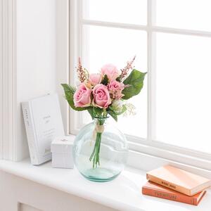 Artificial Pink Rose and Heather Bouquet