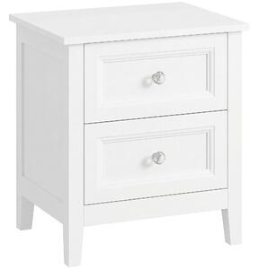 HOMCOM Nightstand with 2 Drawers Modern Bedside Table for Bedroom Living Room White