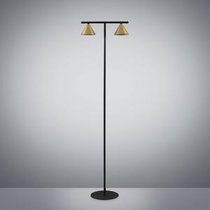 Lucande Kartio floor lamp, two-bulb, brass