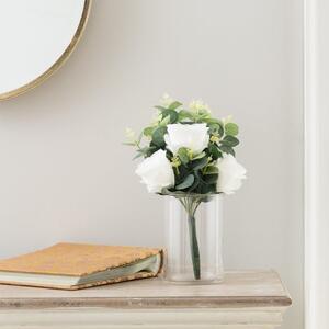 Artificial Rose and Eucalyptus White Bouquet