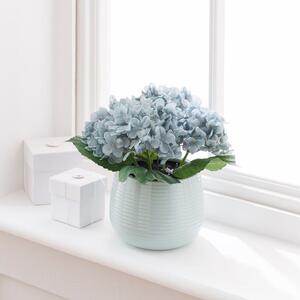 Artificial Teal Hydrangeas in Ceramic Plant Pot