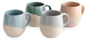 Set of 4 Colour Dipped Stoneware Mugs Natural