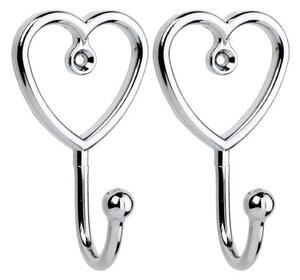 Pack of 2 Chrome Heart Curtain Hooks