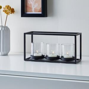 London Black Triple Hurricane Candle Holder