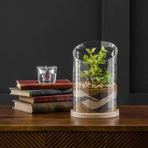 Artificial Succulent Garden in Sand Glass Terrarium