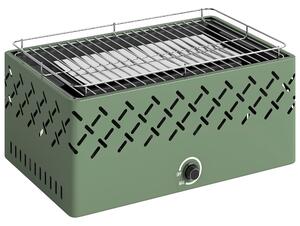 Outsunny Portable Charcoal BBQ Grill, Battery Powered Barbecue Grill with Built-in Fan for Camping Picnic, Light Green