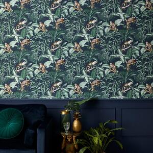 Jungle Luxe Navy Wallpaper