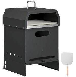 Outsunny 3 in 1 Outdoor Pizza Oven, Portable Wood Fired Pizza Maker with Handles, Stone and Peel