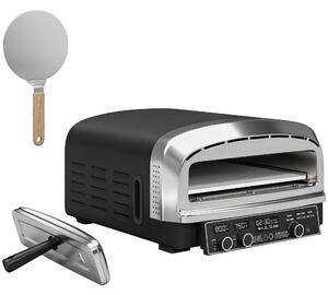 Outsunny Outdoor Pizza Oven Dual Heat Control 6 Presets Electric Pizza Maker with 37 cm Stone and Peel