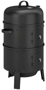 Outsunny 3-in-1 Vertical Charcoal Smoker with 2 Grill Grates, Built-in Thermometer, Adjustable Vent, 2 Doors