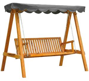 Outsunny 3 Seater Garden Swing Seat with Canopy, Wooden Swing Chair, Outdoor Hammock Bench for Balcony Patio Porch, Dark Grey
