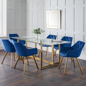 Lorenzo Set of 2 Dining Chairs, Velvet Blue