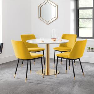 Palermo 4 Seater Round Pedestal Dining Table, White Gold