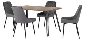 Quebec Rectangular Dining Table with 4 Avery Chairs Grey