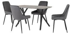 Athens Rectangular Dining Table with 4 Avery Chairs, Concrete Effect Grey