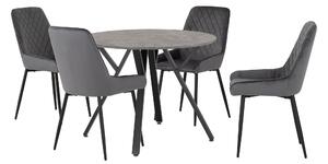 Athens Round Dining Table with 4 Avery Chairs Grey