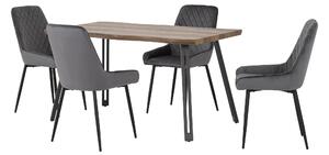 Quebec Wave Rectangular Dining Table with 4 Avery Chairs Grey