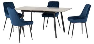 Avery Rectangular Extendable Dining Table with 4 Chairs Navy Blue
