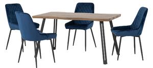 Quebec Wave Rectangular Dining Table with 4 Avery Chairs Navy Blue