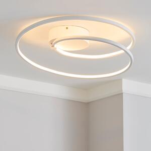Menton Integrated LED Swirl White Semi-Flush Ceiling Fitting White