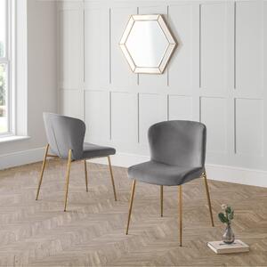 Harper Set of 2 Dining Chairs, Velvet Grey