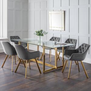 Lorenzo Set of 2 Dining Chairs, Velvet Grey