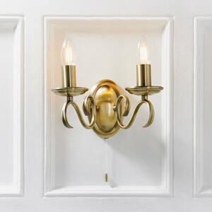 Vogue Bernice Antique Brass 2 Light Wall Light