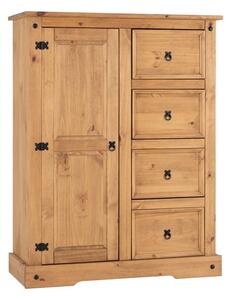 Corona Single 4 Drawer Wardrobe, Pine