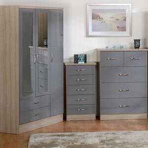 Nevada Triple 2 Drawer Wardrobe, Mirrored