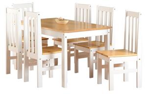 Ludlow 6 Seater Rectangular Dining Table with 6 Chairs, White Pine