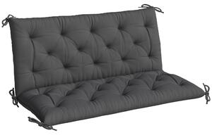 Outsunny Garden Bench Cushion, 2 Seater Swing Chair Cushion, Seat Pad with Ties for Indoor and Outdoor Use, 110 x 120 cm, Black