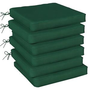 Outsunny Set of 6 Chair Cushion Seat Pads Dining Chair w/ Straps, Indoor Outdoor Removable Tie On Garden Patio, Green