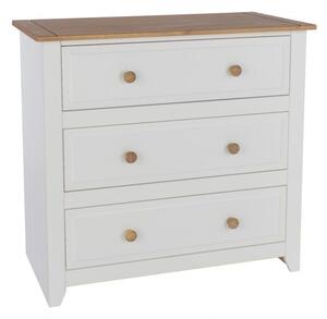 Capri 3 Drawer Chest, White & Pine