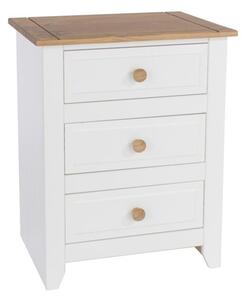 Capri 3 Drawer Bedside Table, White & Pine