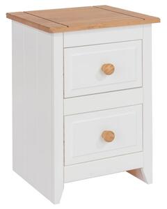 Capri Small 2 Drawer Bedside Table, White & Pine