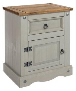 Corona 1 Drawer & 1 Door Bedside Table, Grey & Pine