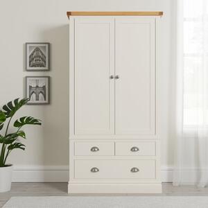 Compton Double 3 Drawer Wardrobe, Ivory & Oak