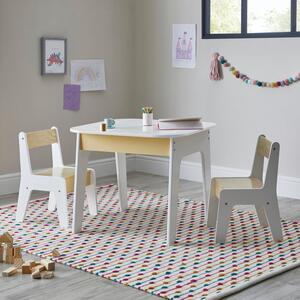 Kids Noa Table and Chairs Set, White Natural