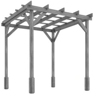 Outsunny 2 x 2m Wooden Pergola Kit, Decorative Garden Gazebo Shelter with Stable Structure for Climbing Vines, Flowers, Grey