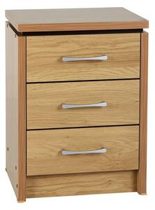 Charles 3 Drawer Bedside Table, Oak Effect