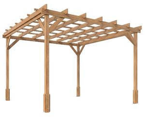 Outsunny 3 x 3 m Wooden Pergola Kit, Decorative Garden Gazebo Shelter with Stable Structure for Climbing Vines, Dark Brown