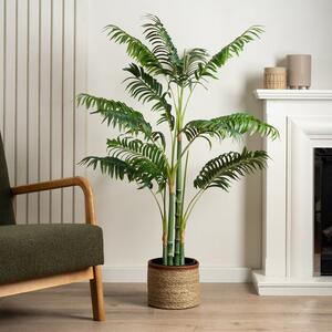 Artificial Golden Palm Tree in Black Plastic Plant Pot