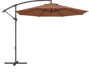 Outsunny 3 m Overhanging Cantilever Parasol, with Cross Base - Coffee