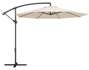 Outsunny 3 m Overhanging Cantilever Parasol, with Cross Base - Cream White
